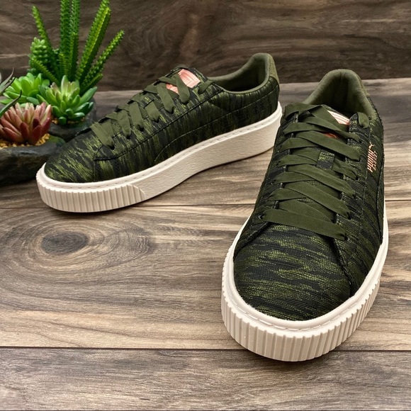 NIB Puma Basket Platform VR Sneaker Green 8 - Picture 10 of 13